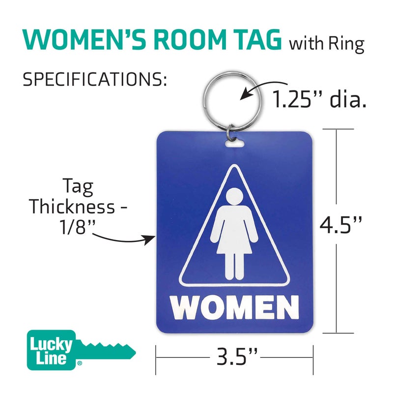 Lucky Line - Women's Restroom Pass Key Tag, Plastic with Split Key Ring Keychain Identifier for Restaurant, Office, Gas Station, 1 Per Pack (53001) - Image 5